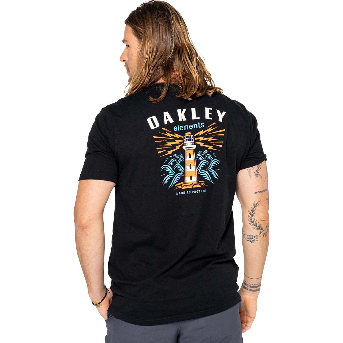 Oakley Men&rsquo;s Beacon Elements Short Sleeve Tech Tee Blackout S, Blackout, bcf_hi-res