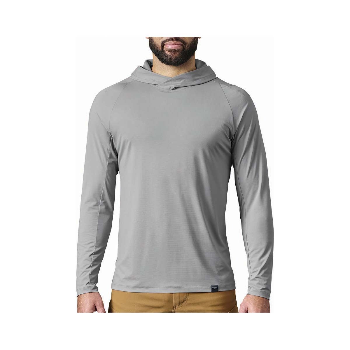 YETI&reg; Men&rsquo;s Hooded Ultra Lightweight Sunshirt, Grey, bcf_hi-res