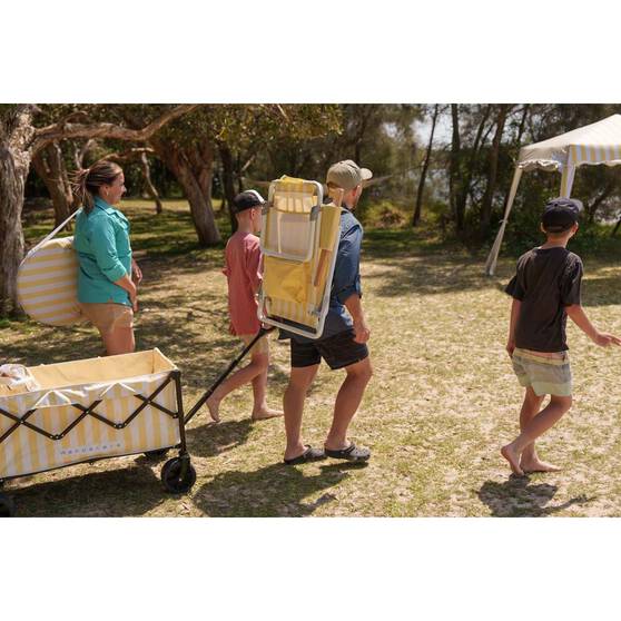 Wanderer Flat Fold Beach Cart 100kg Yellow Stripe, , bcf_hi-res