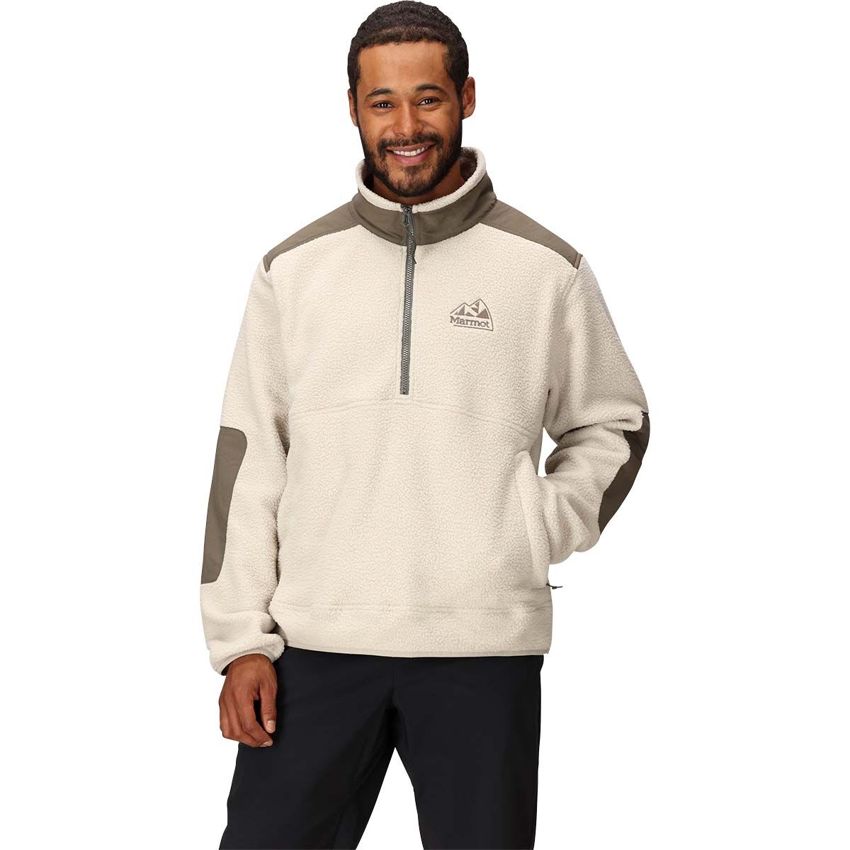 Marmot Men's Wanderer High Pile Fleece Pullover Bark S, Bark, bcf_hi-res