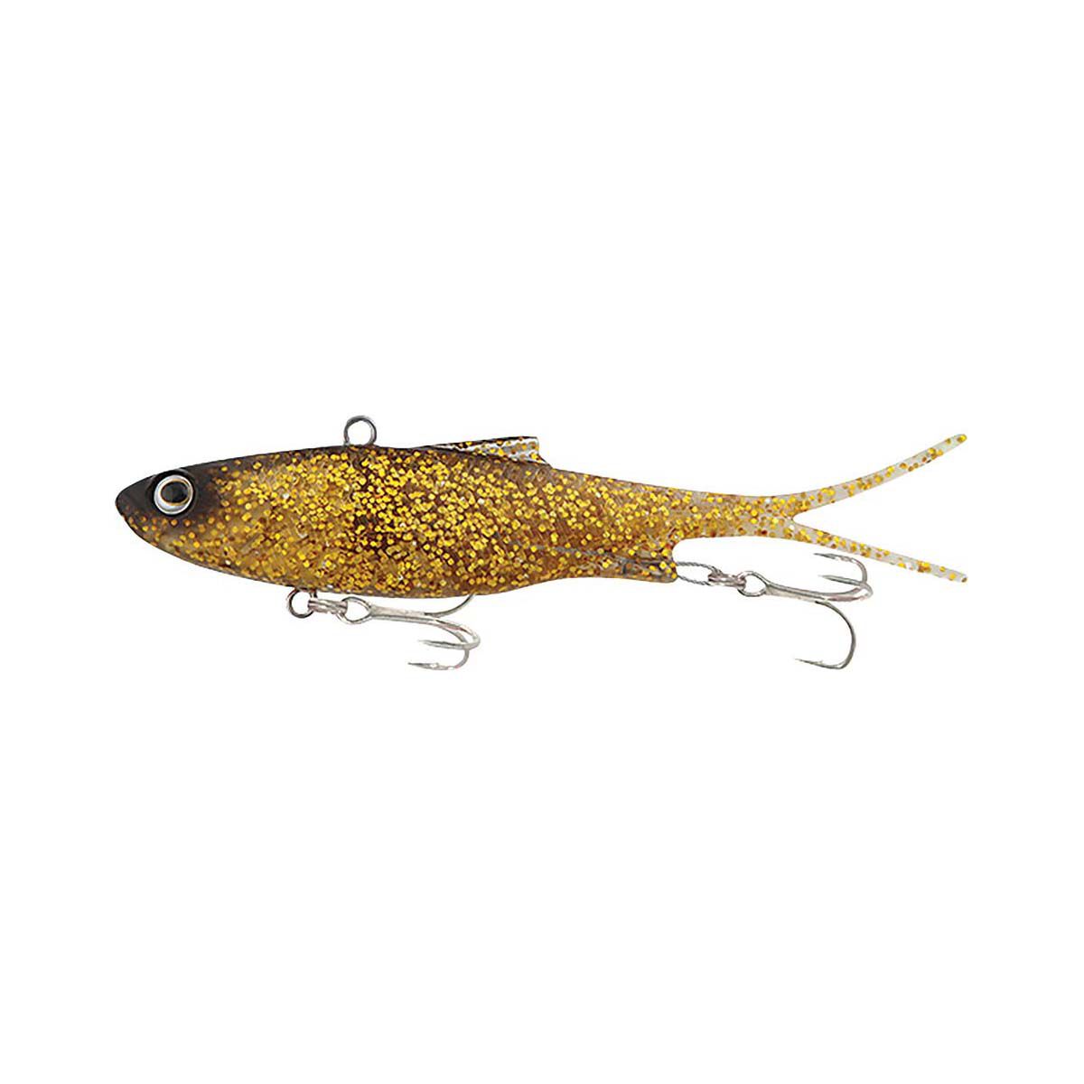 Samaki Vibelicious Fork Tail Soft Vibe Lure 125mm 30g Gold Glitter, Gold Glitter, bcf_hi-res