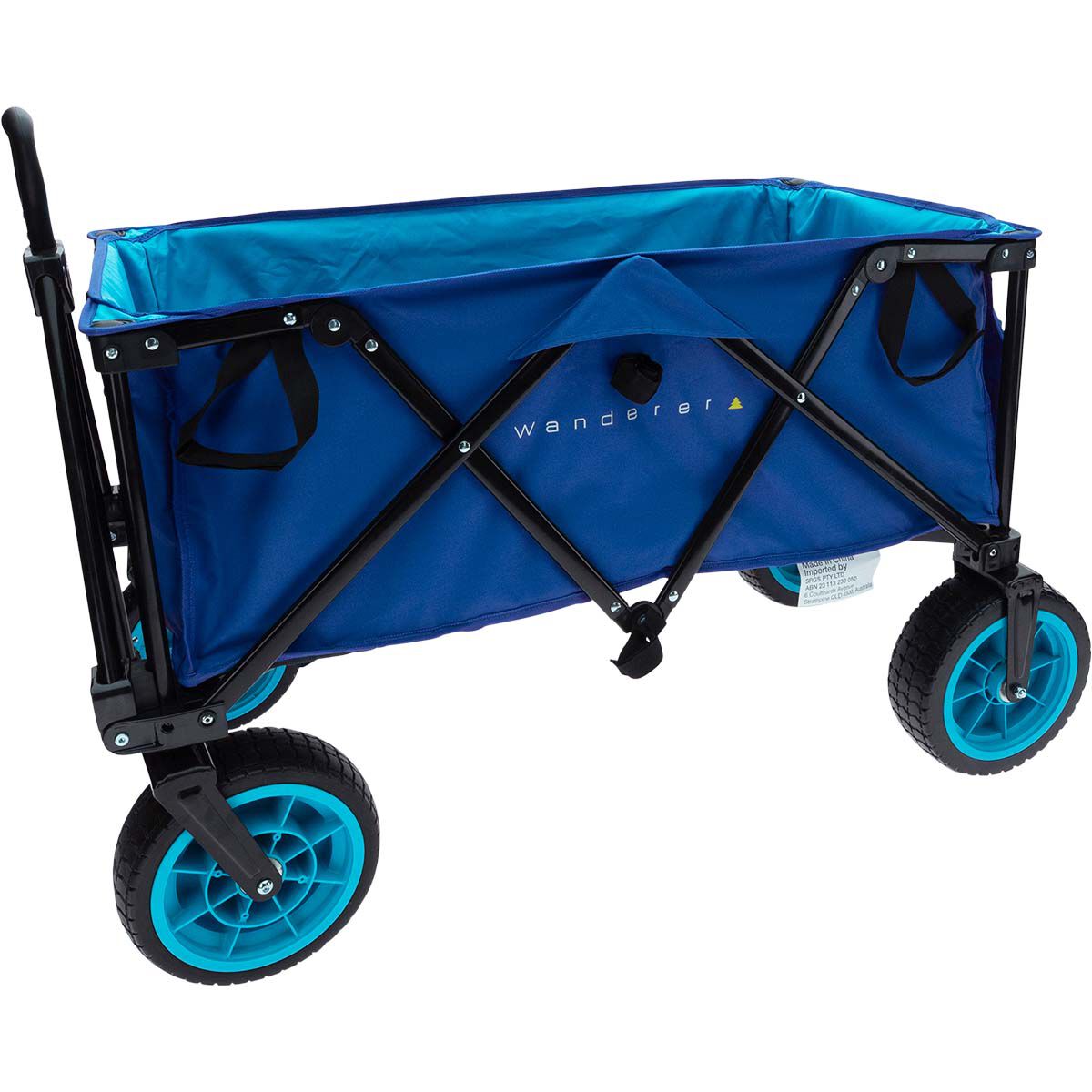 Collapsible Sturdy Steel Frame Garden Camping Wagon Cart Blue Dicembre Colori Heavy Duty Folding Wagon Beach Utility Cart 