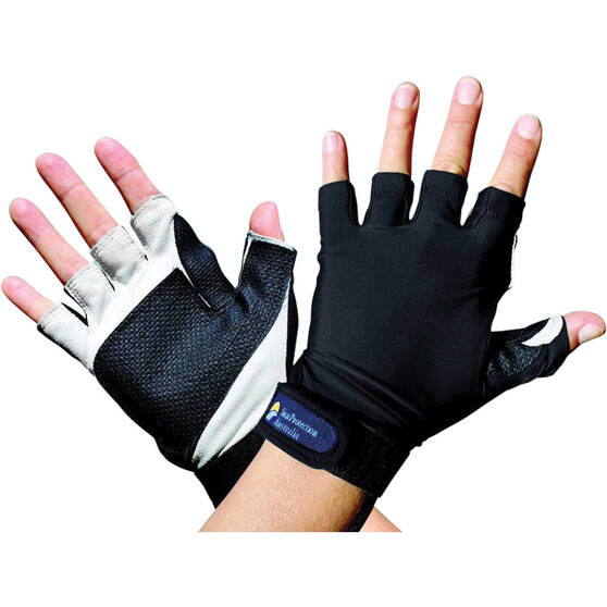 Sunprotection Australia Unisex Sports 50+ Gloves, Black, bcf_hi-res