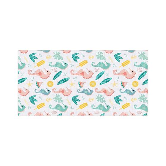 BCF Packable Towel Yellow Seahorse, , bcf_hi-res