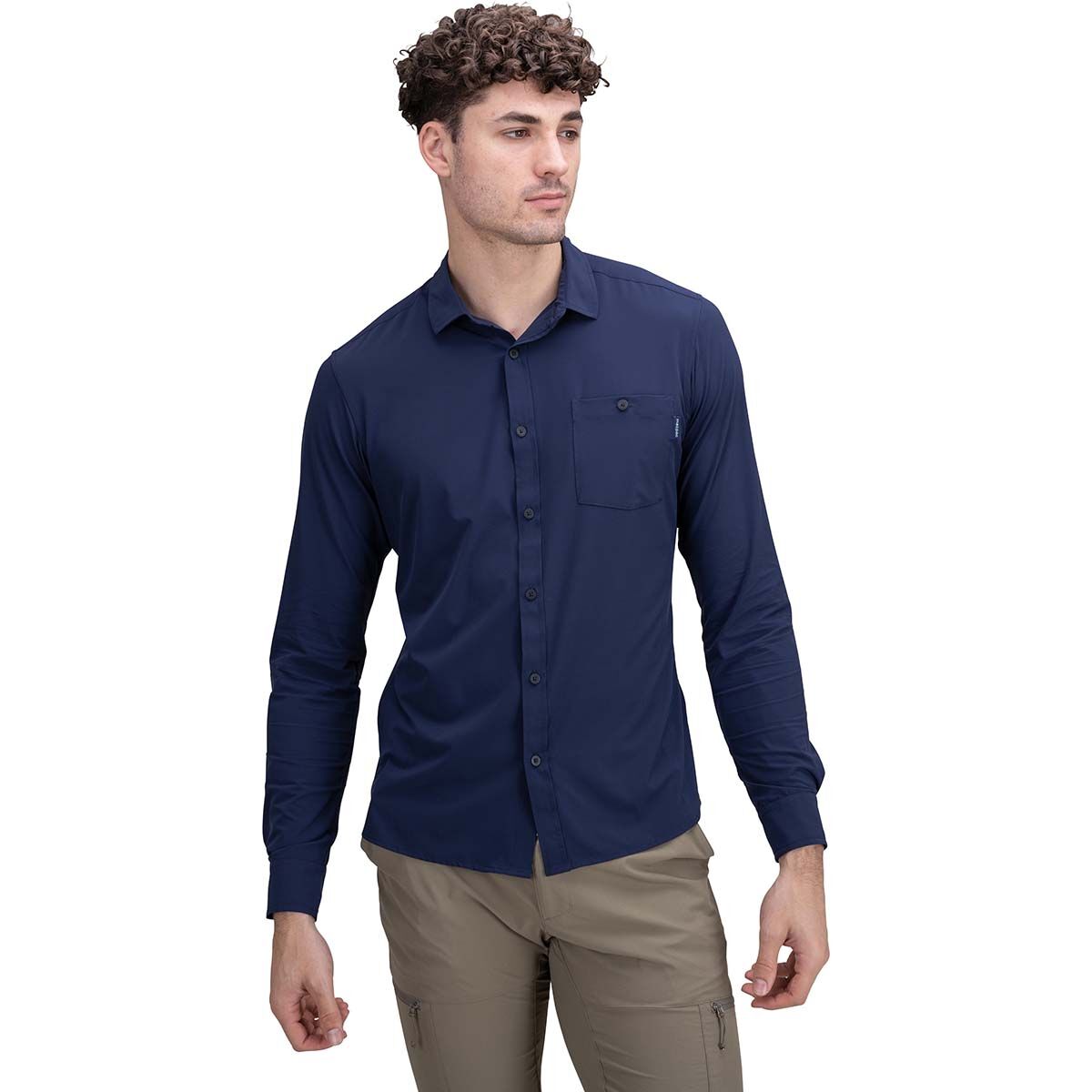 Macpac Men's Eclipse Long Sleeve Shirt V2, Navy Iris, bcf_hi-res