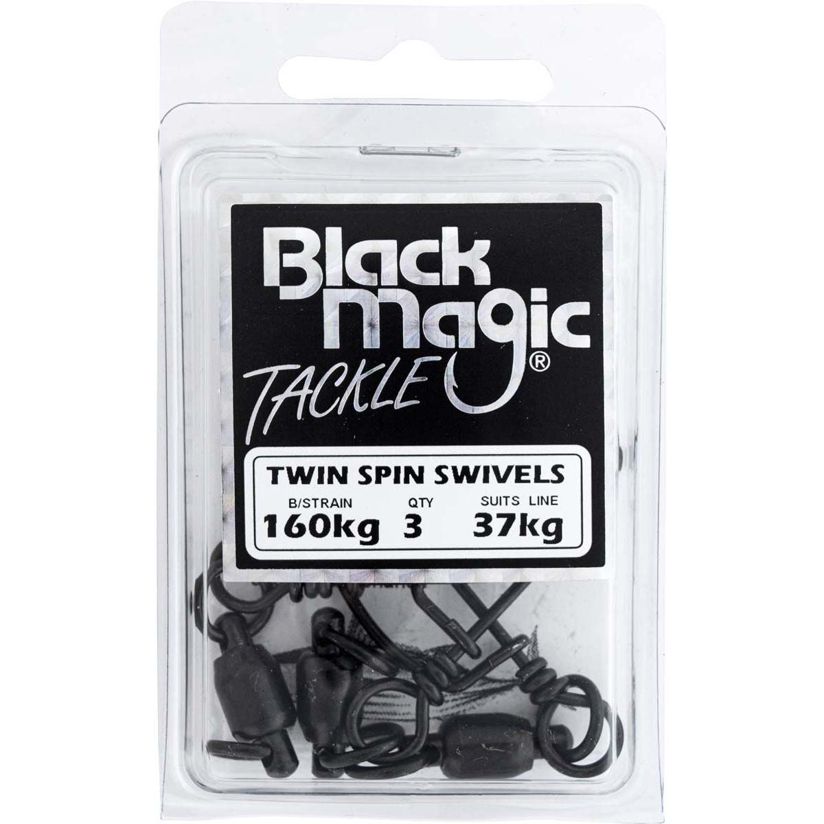 Black Magic Ball Bearing Twin Spin Swivel 37kg, , bcf_hi-res