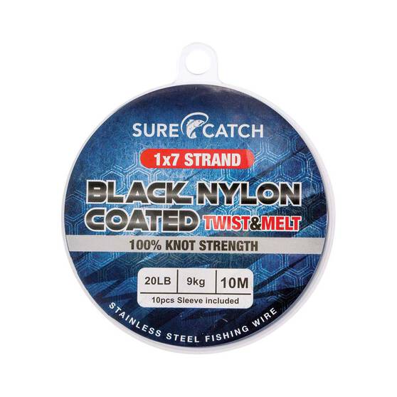 Surecatch Nylon Coated Trace Wire 10m Black 40lb