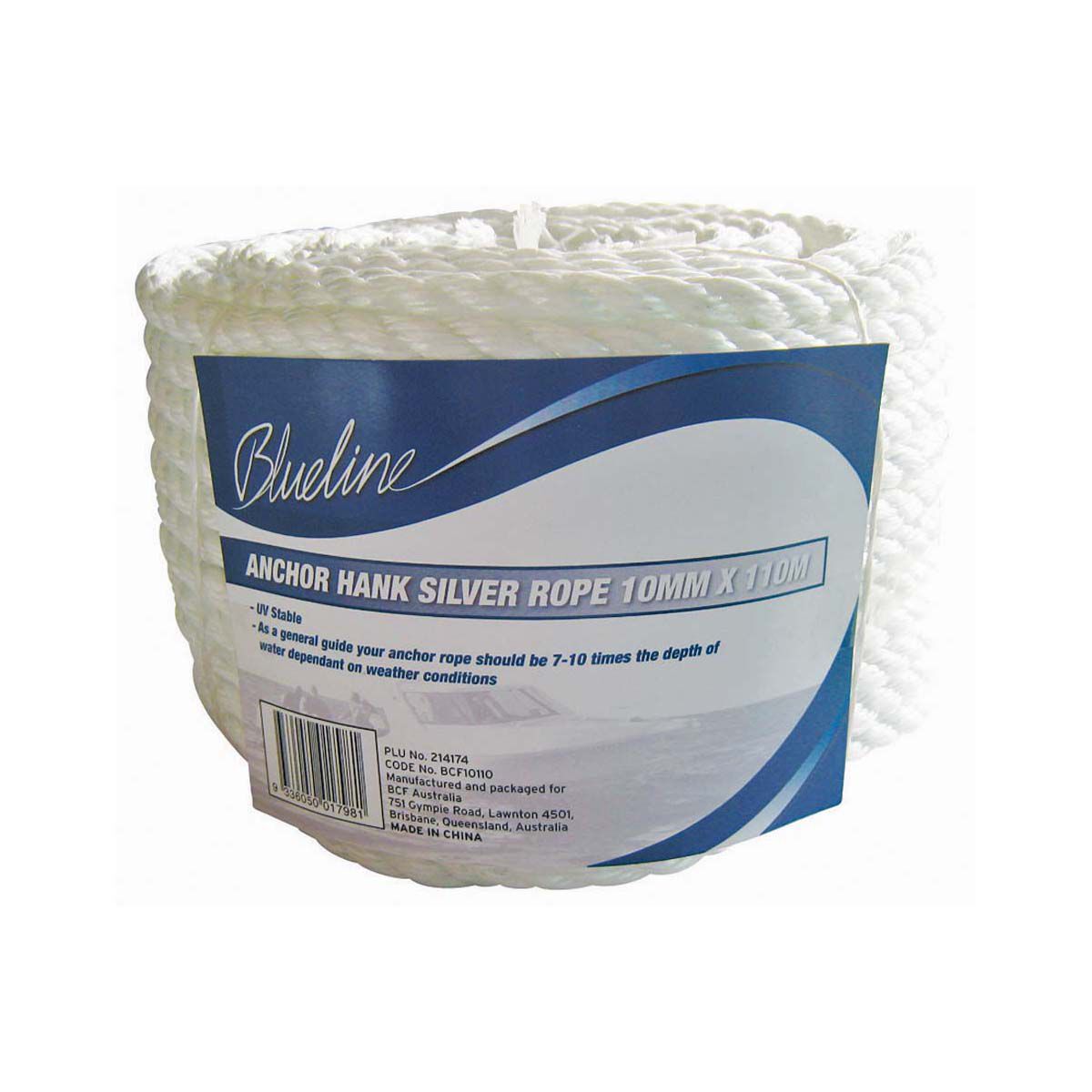 Blueline Anchor Hank Silver Rope 10mm x 110m BCF