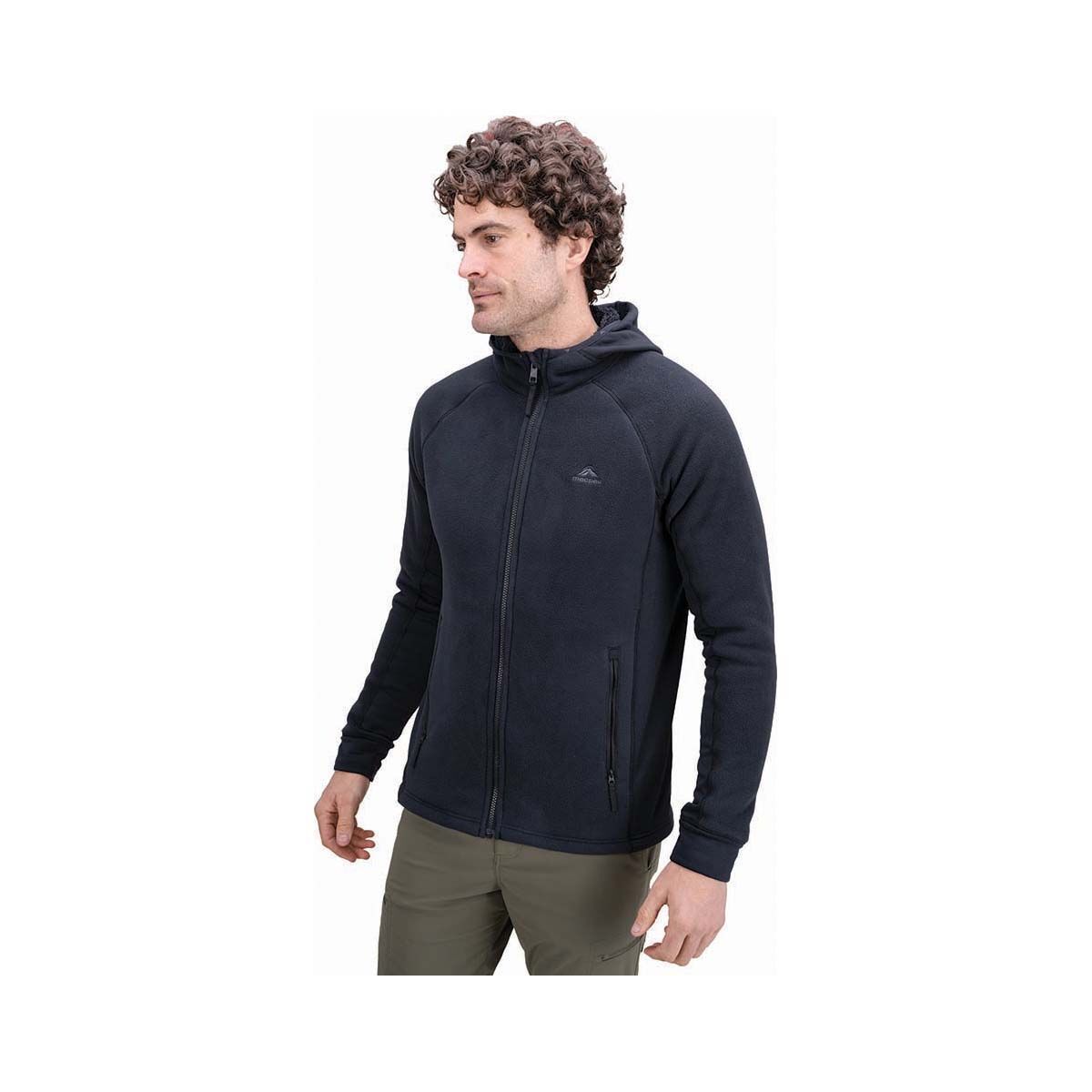 Macpac Men's Mountain Hooded Fleece Jacket True Black XS, True Black, bcf_hi-res