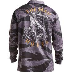 The Mad Hueys Men's Tiger Marlin Long Sleeve UV Fishing Jersey Black S, Black, bcf_hi-res