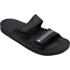 Quiksilver Men's Rivi Double Adjust Slides, Black / Grey, bcf_hi-res