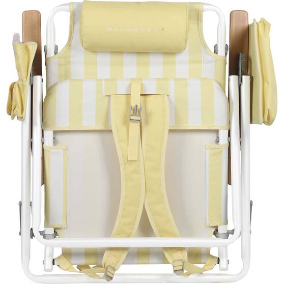 Wanderer Noosa Premium Beach Chair Yellow Stripe 150kg, , bcf_hi-res
