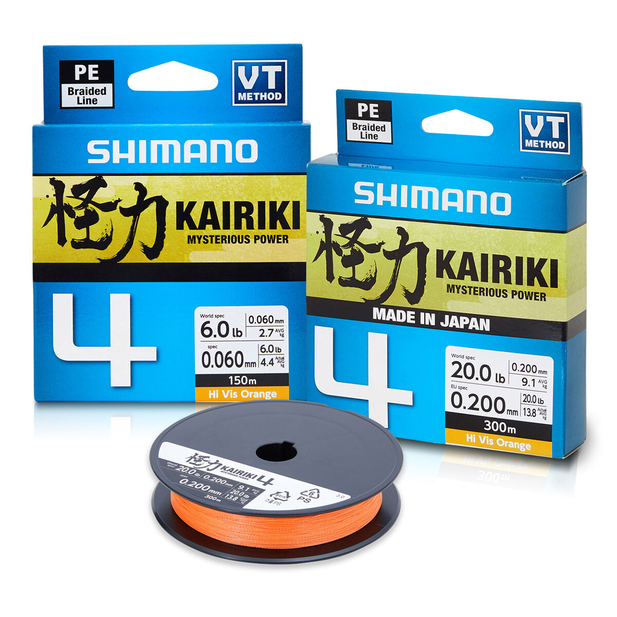 Shimano Kairiki 4 PE Braid Line Orange 300m 50lb 50lb, , bcf_hi-res