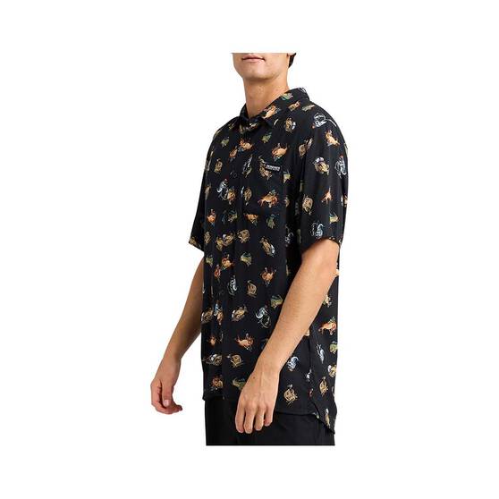 The Mad Hueys Men’s Drink Like A Fish Woven Shirt, Vintage Black, bcf_hi-res