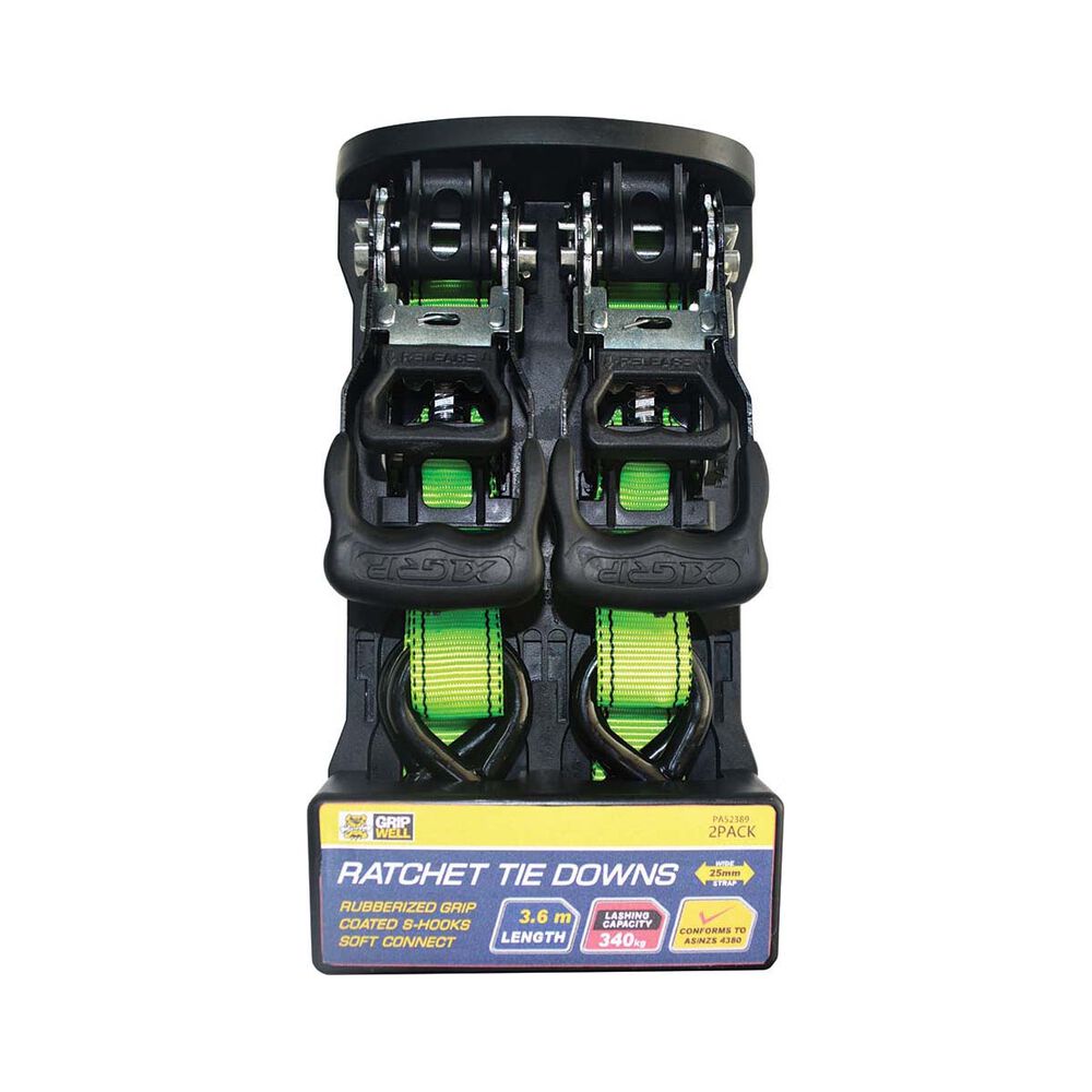 Gripwell Ratchet Tie Down 3.6m 340kg 2 pack BCF