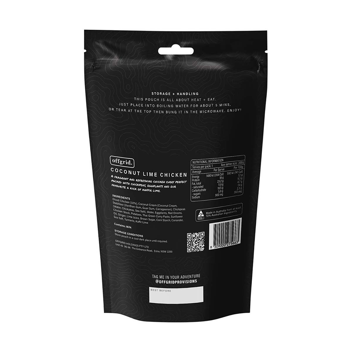 Offgrid Coconut Lime Chicken Heat and Eat Meal 250g, , bcf_hi-res