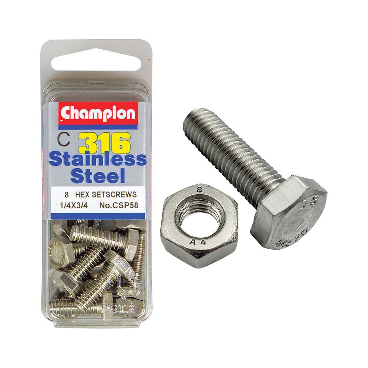Champion Hex Screw Set 1/4 x 3/4, , bcf_hi-res