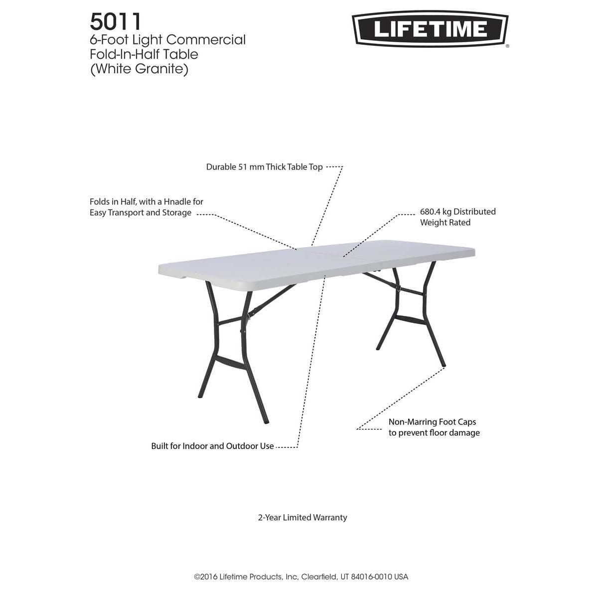 Lifetime Blow Mould Folding Table 183cm, , bcf_hi-res