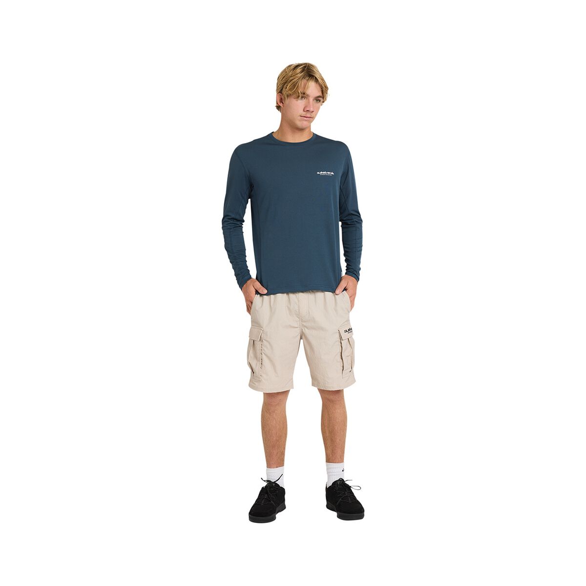 Quiksilver Men&rsquo;s Seagrass Long Sleeve Rashie, Midnight Navy, bcf_hi-res