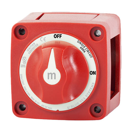 Blue Sea Systems m-Series Mini Battery Switch with Knob Red, Red, bcf_hi-res
