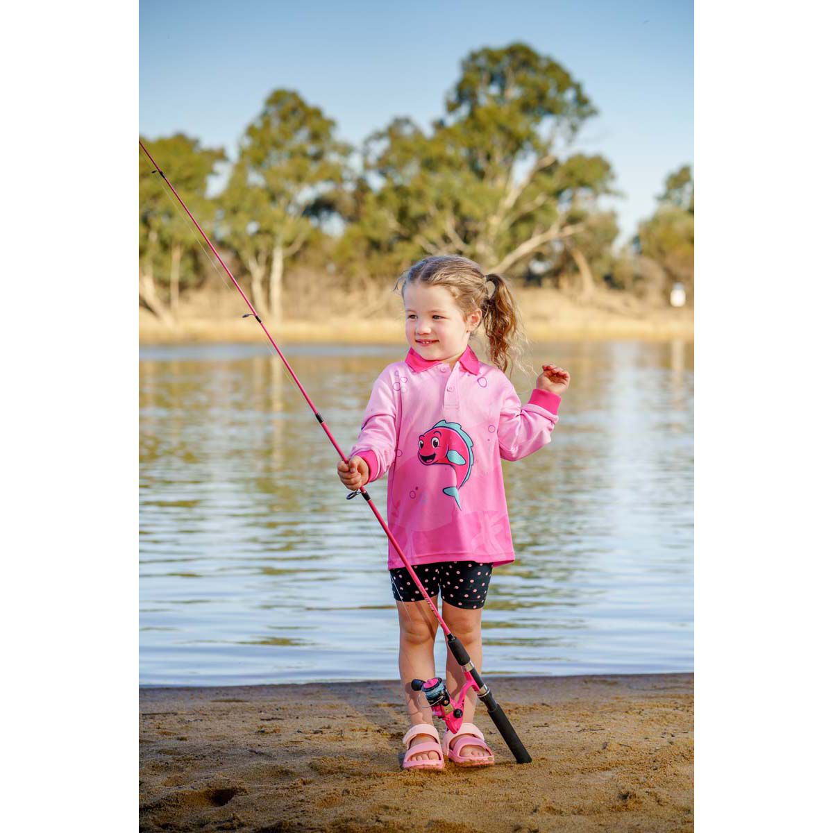 BCF x OzFish Kids' Fishing Shirt, Pink, bcf_hi-res
