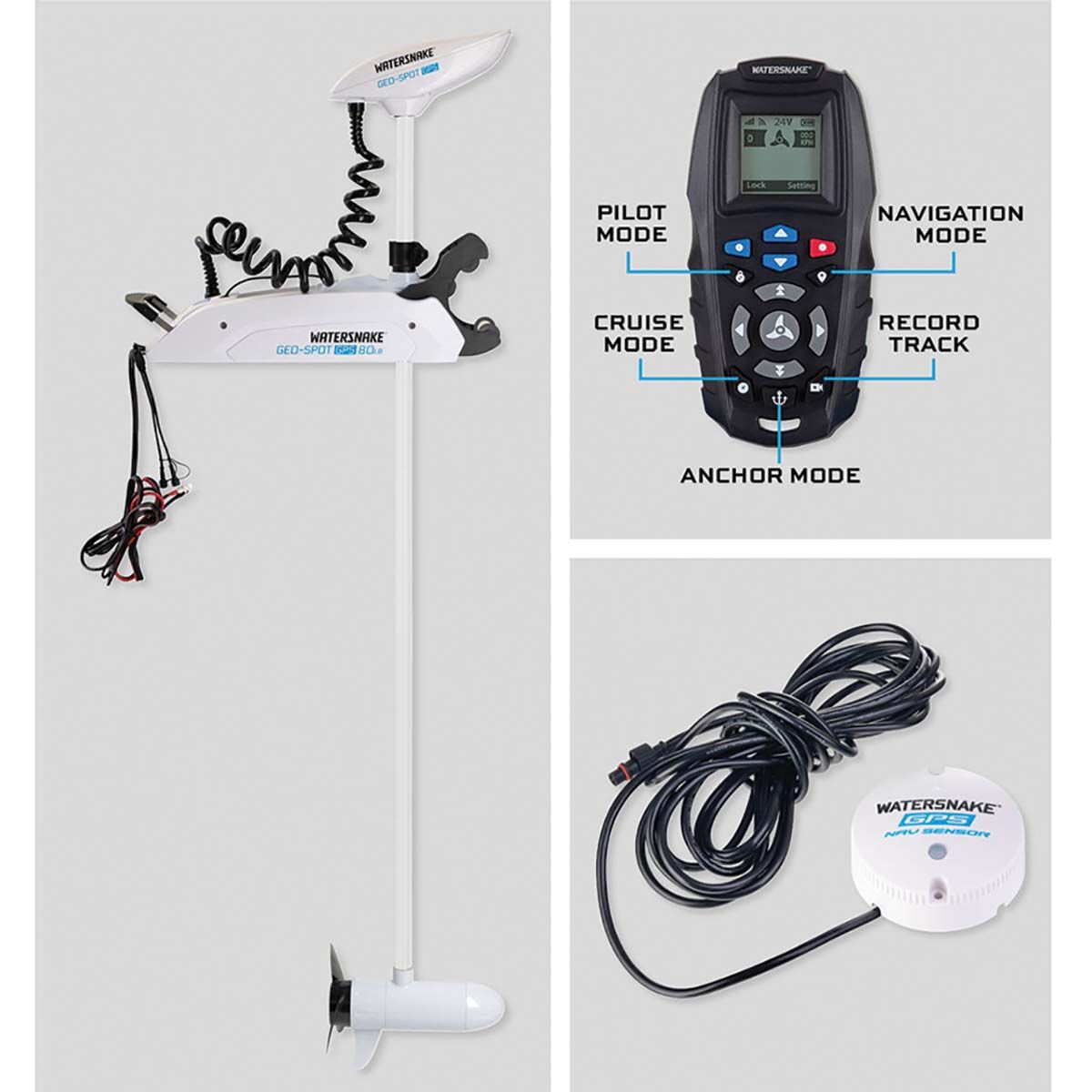 Watersnake Geo-Spot Bow Mount Electric Motor 80lb 66in 24V, , bcf_hi-res