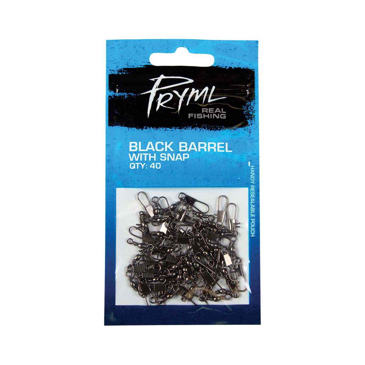Pryml Black Barrel Snap Swivel 40 Pack BCF