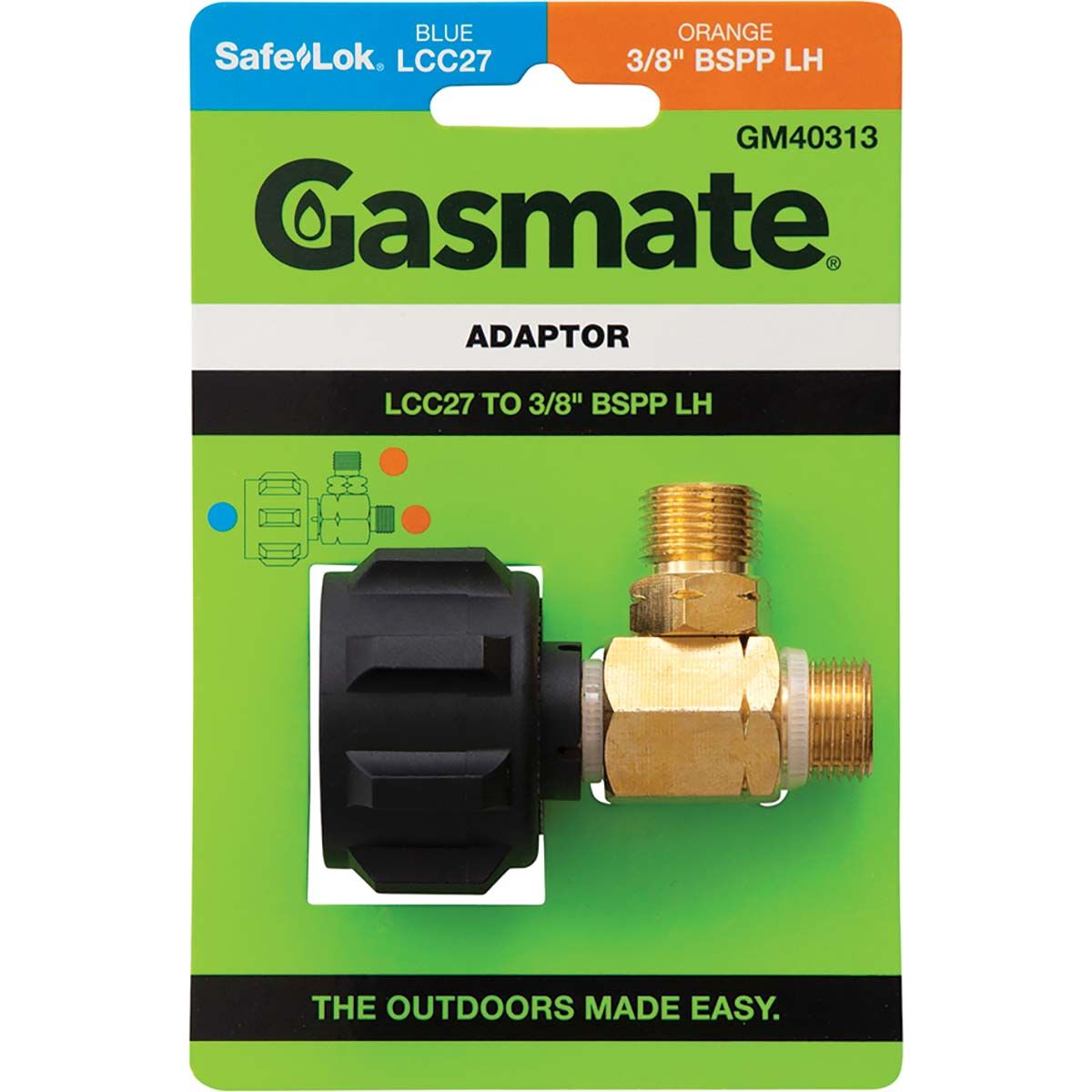 Gasmate LCC27 to Twin 3/8" BSPP LH Adaptor, , bcf_hi-res