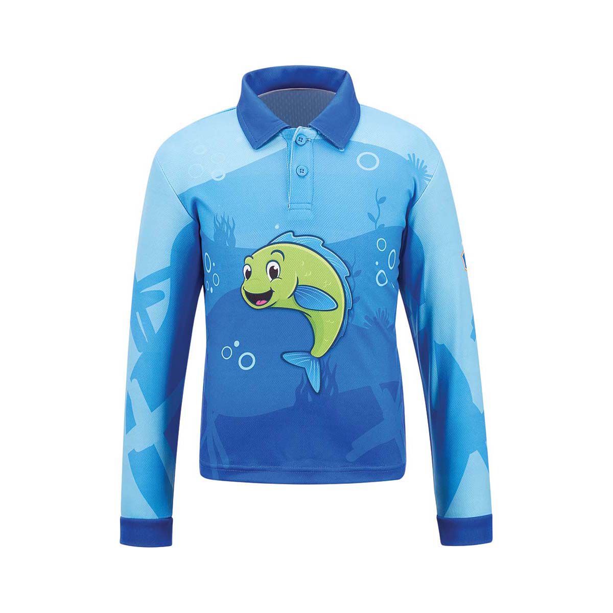 BCF x OzFish Kids' Fishing Shirt, Blue, bcf_hi-res