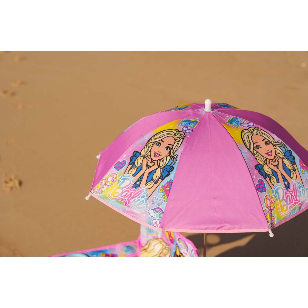 Barbie Kids Camp Chair with Umbrella 30kg, , bcf_hi-res