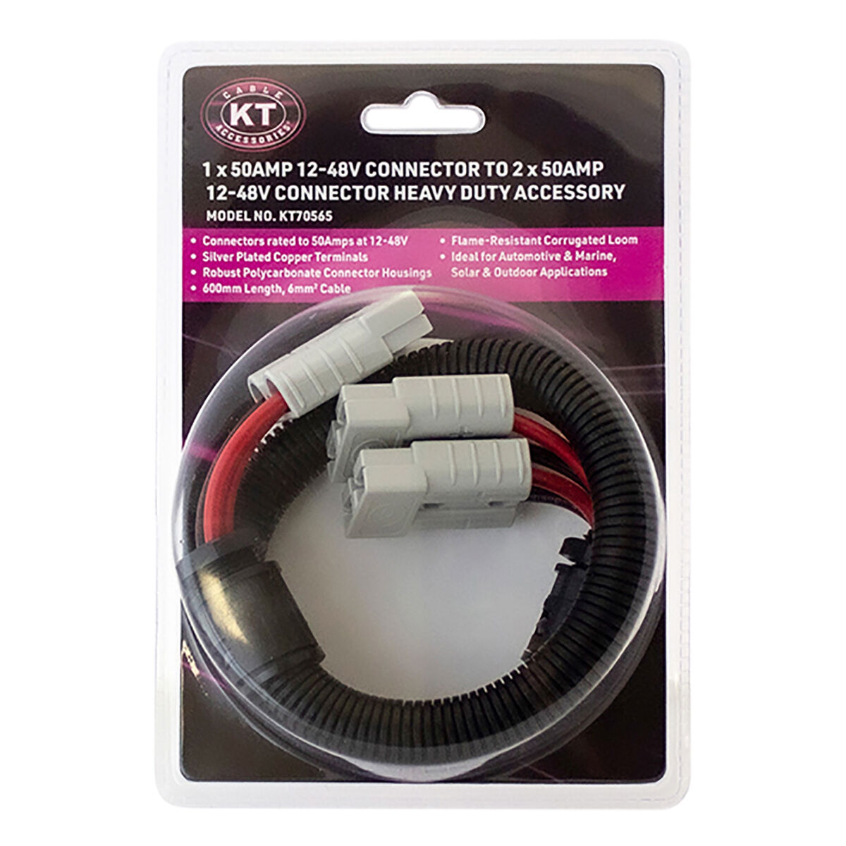 KT Cables 50 AMP Heavy Duty Connector Output to 2 x 50A, , bcf_hi-res