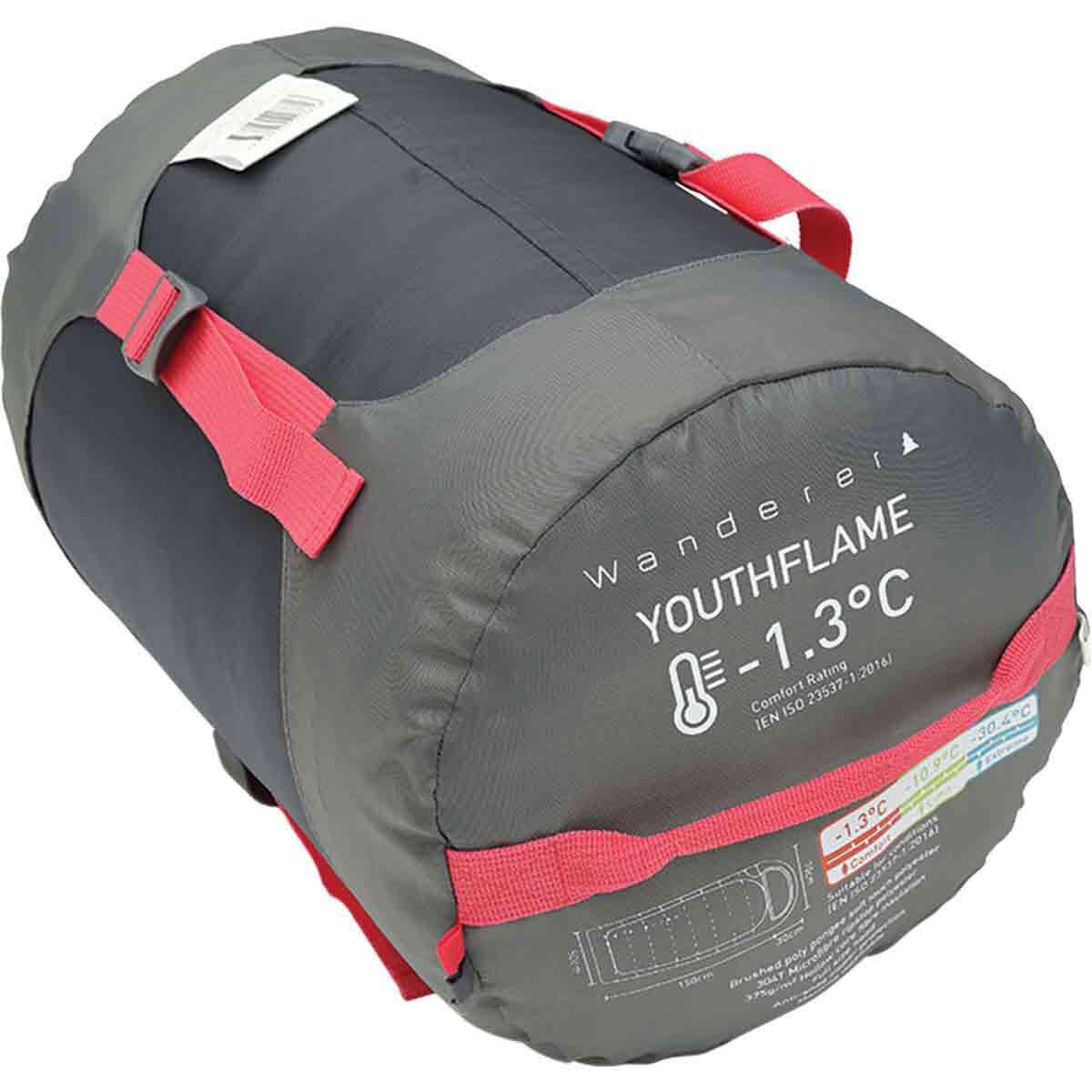 Wanderer YouthFlame -1.3&deg;C Hooded Sleeping Bag Pink, Pink, bcf_hi-res
