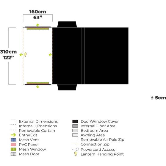 Zempire Shapeshifter 4 Air Tent Awning Module, , bcf_hi-res