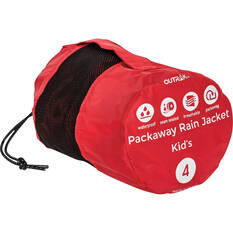 OUTRAK Kids' Packaway Rain Jacket, Red, bcf_hi-res