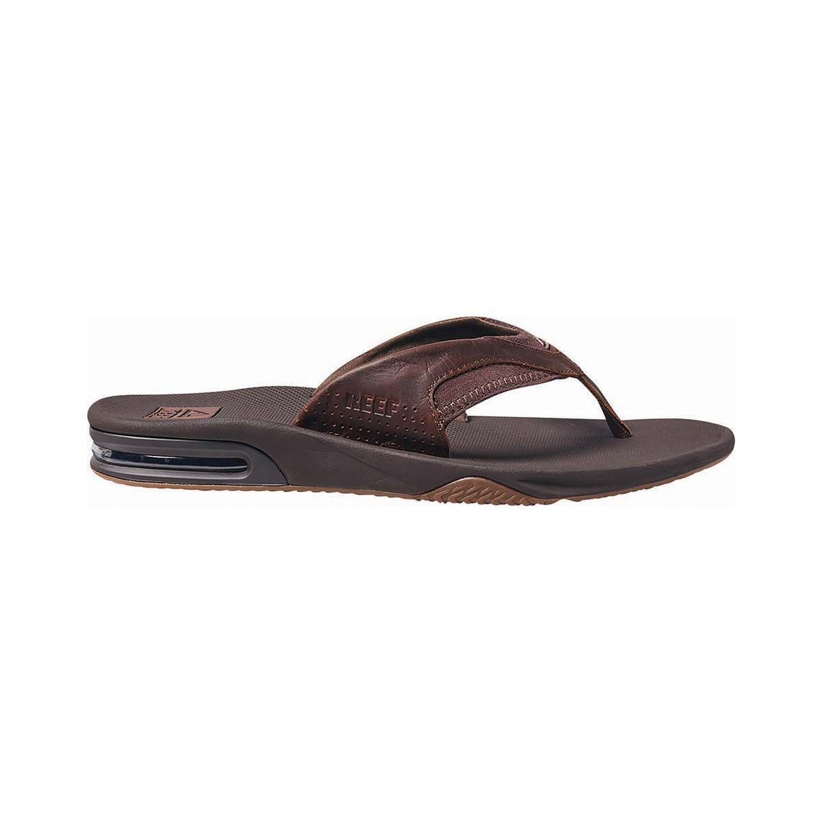 REEF Men's Leather Fanning Thongs Dark Brown 8, Dark Brown, bcf_hi-res
