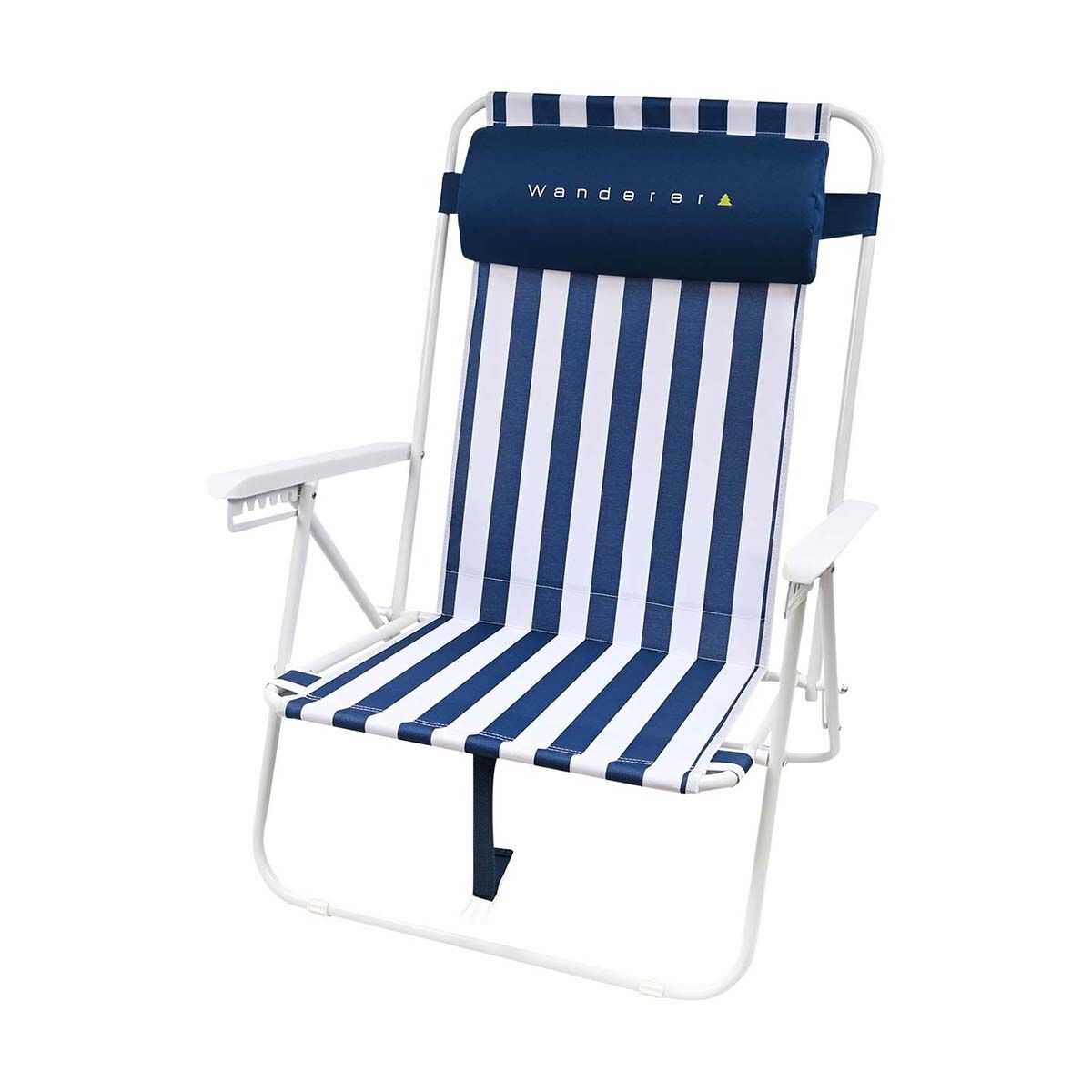 Wanderer Nautical Stripe Beach Chair 120kg, , bcf_hi-res
