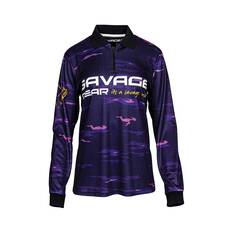 Savage Gear Womens Squad Camo Sublimated Polo, Purple, bcf_hi-res
