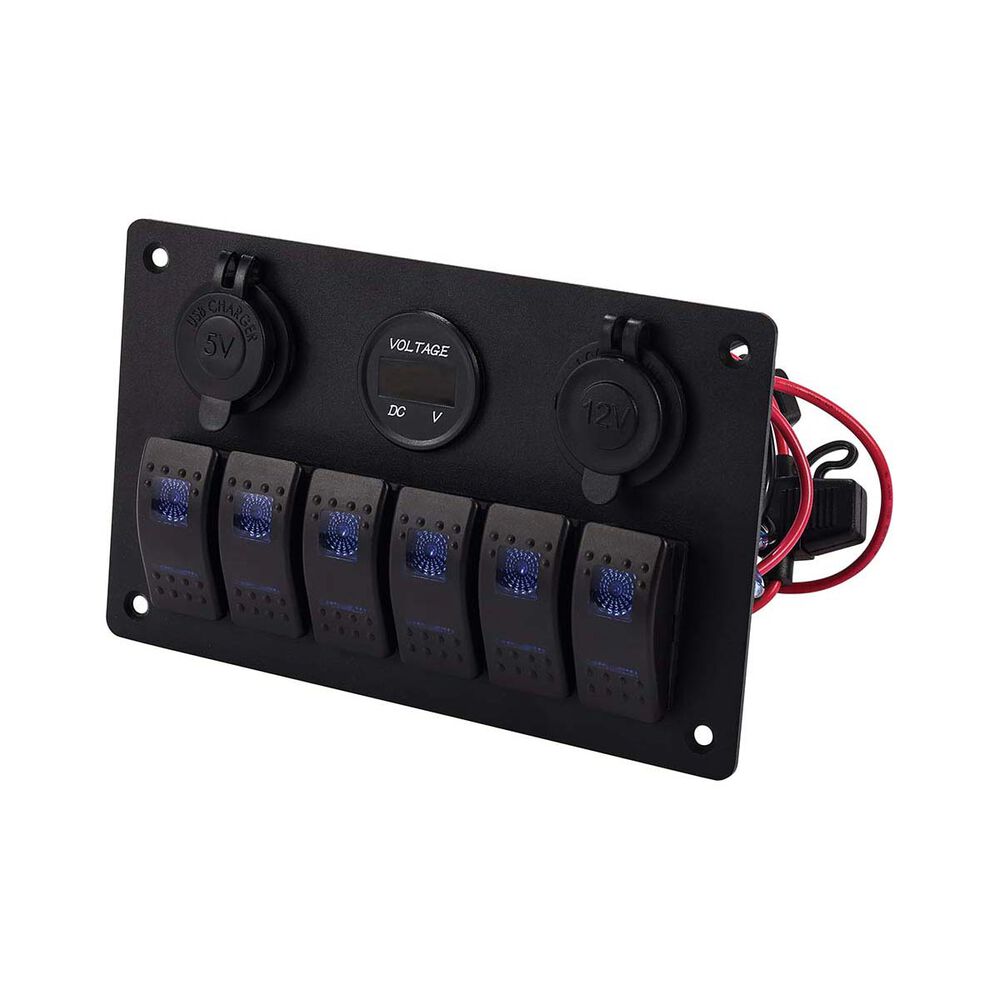 Bowline Switch Panel 6 Rocker 2 USB Plus Cigarette Socket | BCF