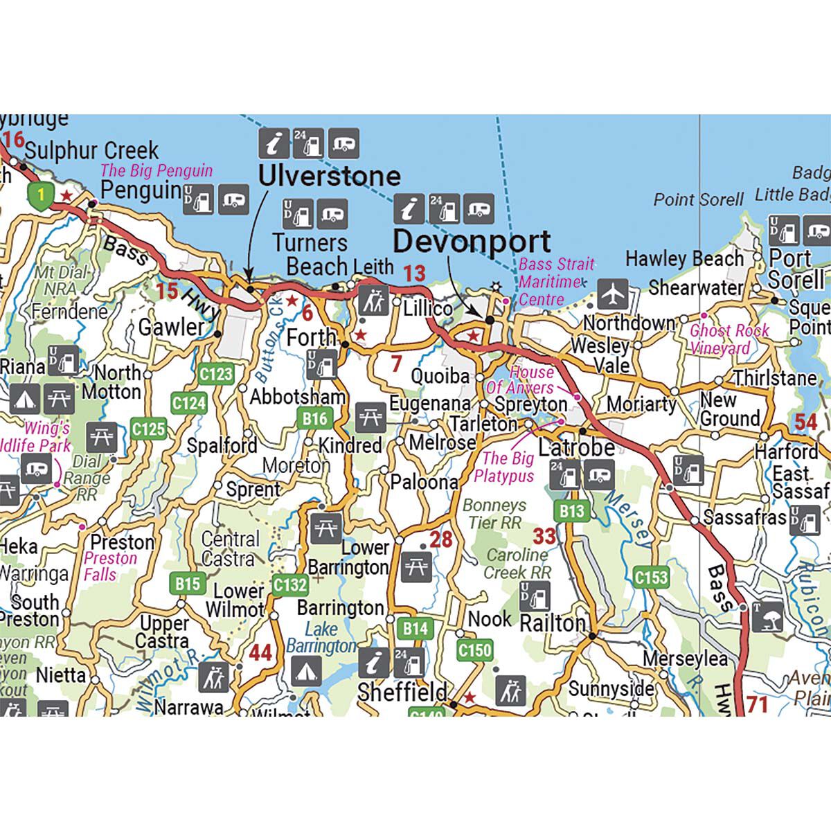 Hema Tasmania Handy Map (11th Edition), , bcf_hi-res