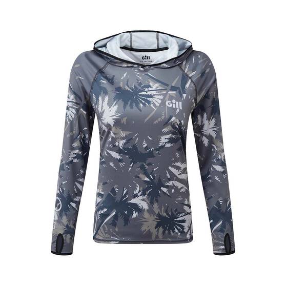 Gill Women's XPEL Tech Hoodie Sublimated Polo, Palm Print, bcf_hi-res
