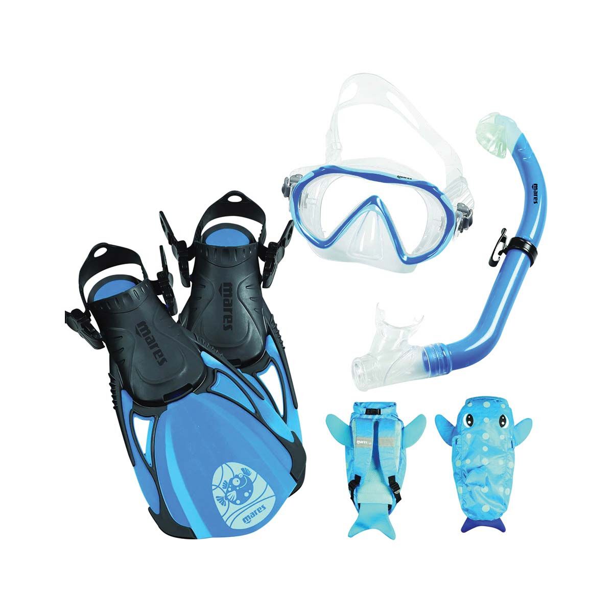 Mares Sea Pals Blue Puffer-Fish Snorkel Set, , bcf_hi-res
