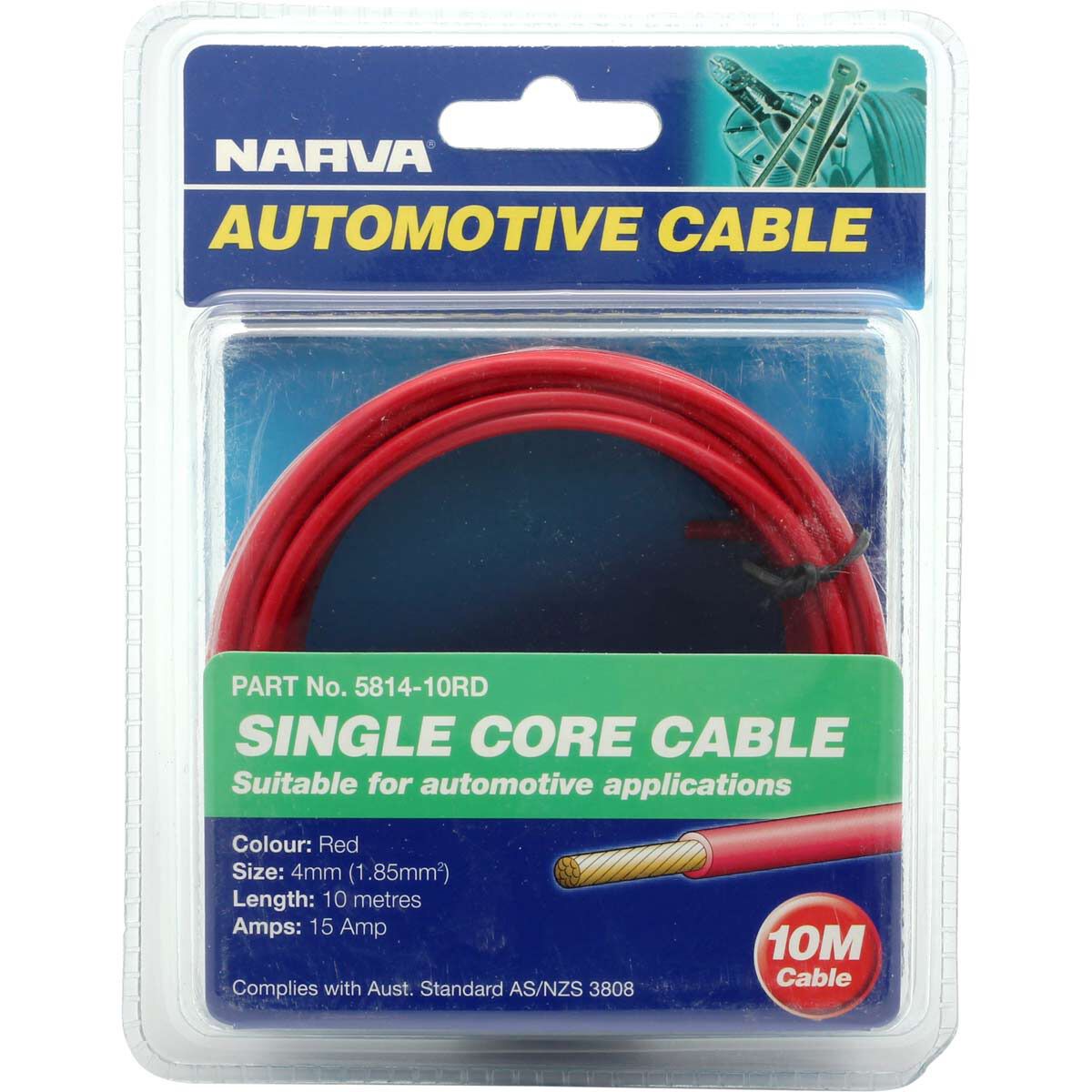 Narva Automotive Cable Single Core 10 Metres 15 AMP 4mm Red, , bcf_hi-res