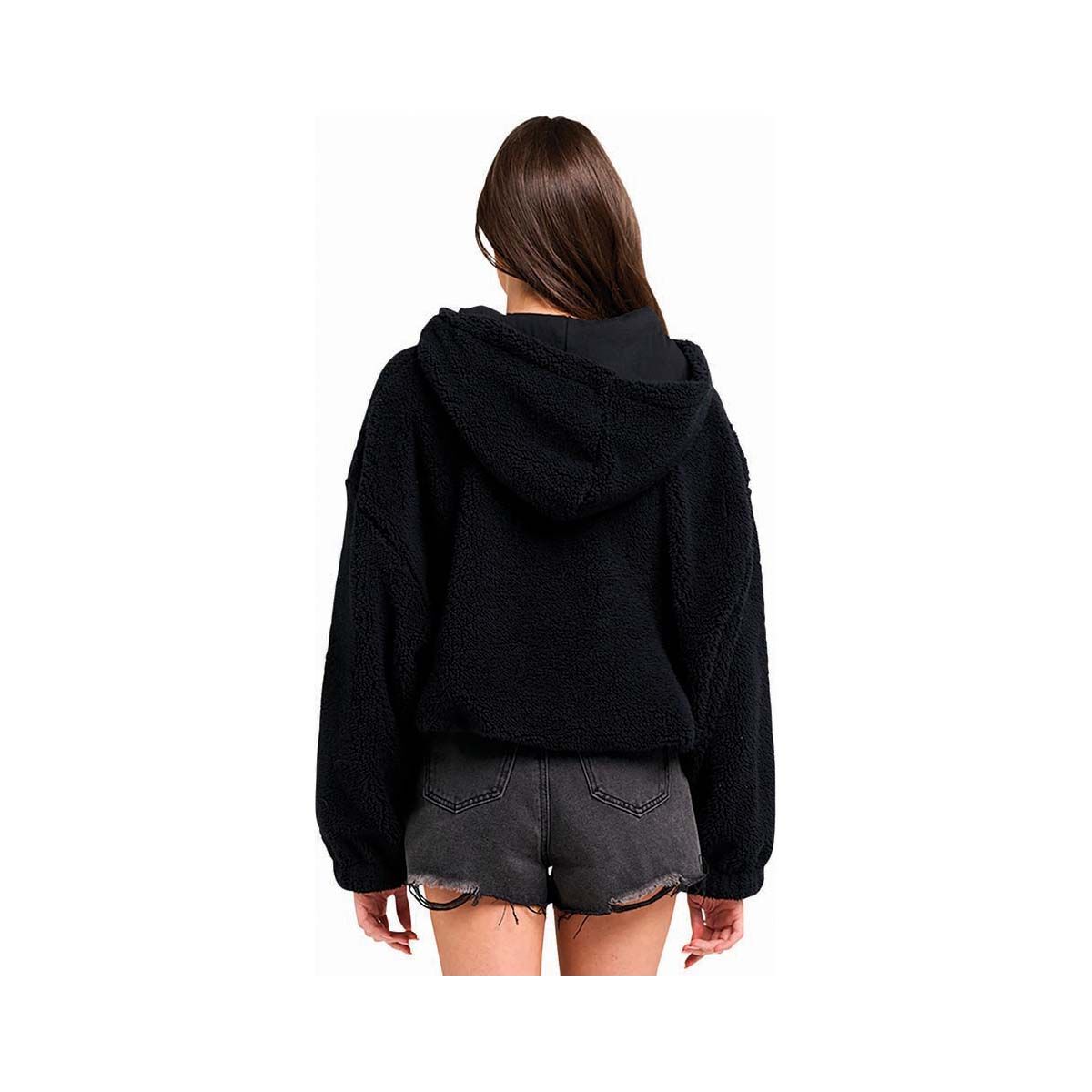 The Mad Hueys Women&rsquo;s Close to the Chest Fleece Quarter Zip Hoodie Black XS, Black, bcf_hi-res