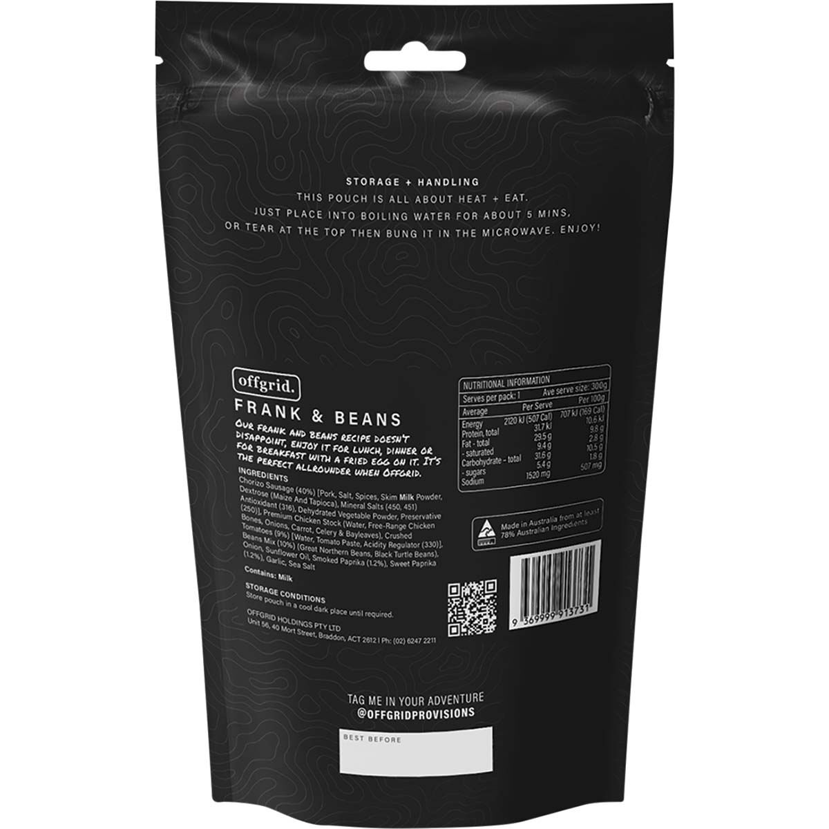 Offgrid Frank and Beans Heat and Eat Meal 300g, , bcf_hi-res