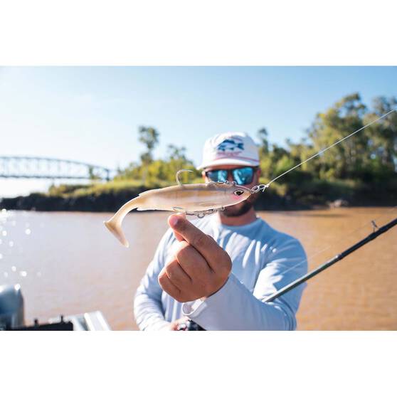 Nomad Live Ops Maniax Paddle Tail Pre-Rigged Soft Plastic Lure 6in Pearl White, Pearl White, bcf_hi-res
