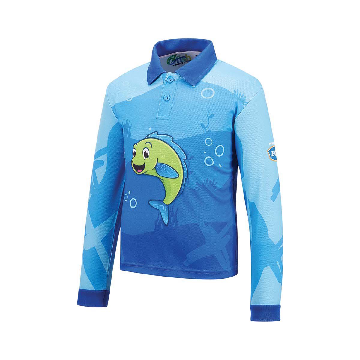 BCF x OzFish Kids' Fishing Shirt, Blue, bcf_hi-res