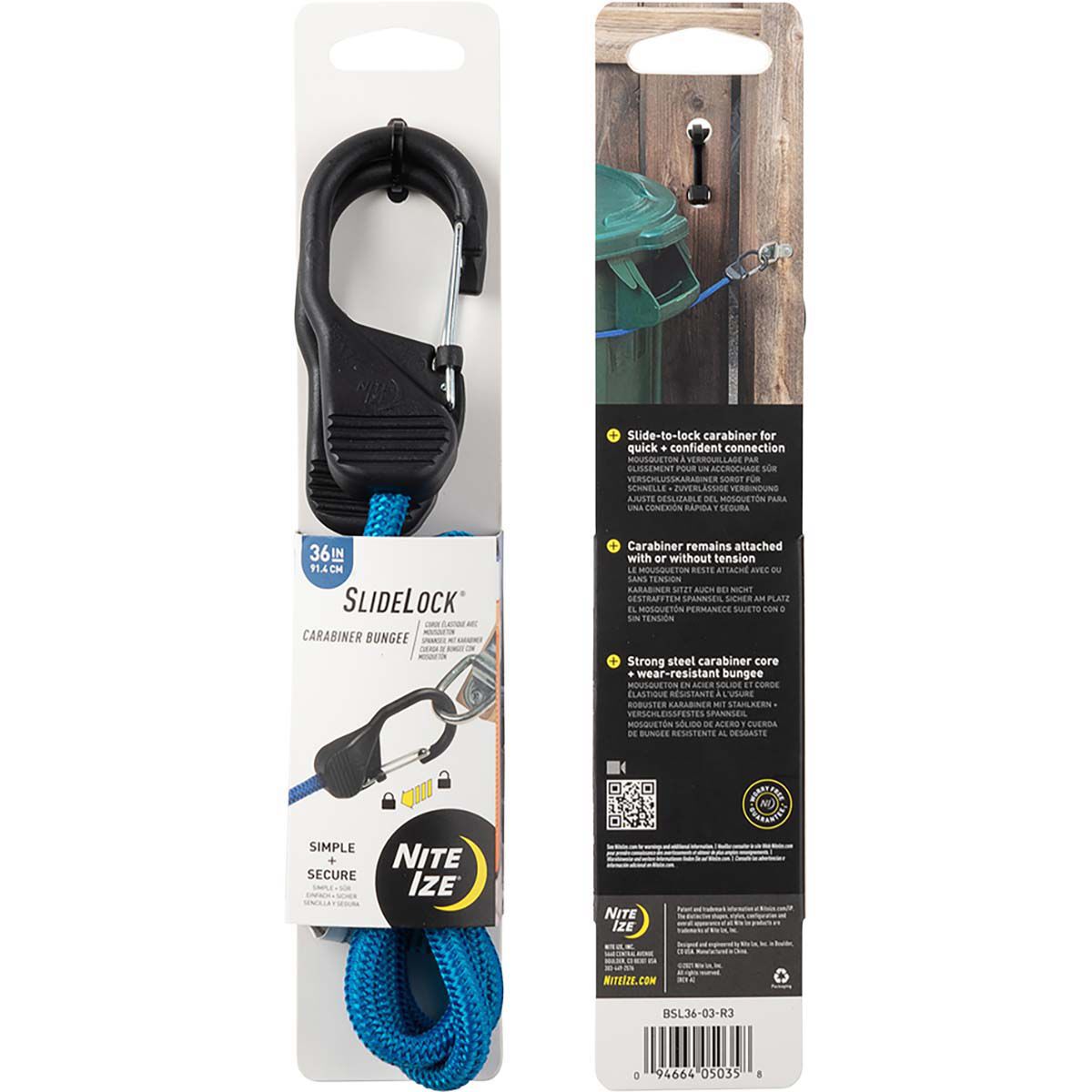 Nite Ize Carabiner SlideLock Bungee 36" Blue, , bcf_hi-res