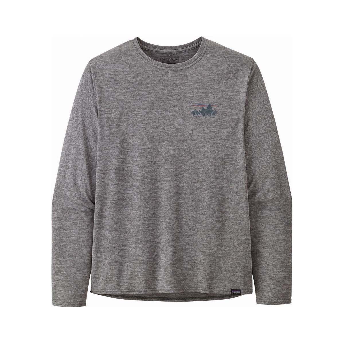 Patagonia Men's Capilene Cool Daily Graphic Long Sleeve Shirt Feather Grey S, Feather Grey, bcf_hi-res
