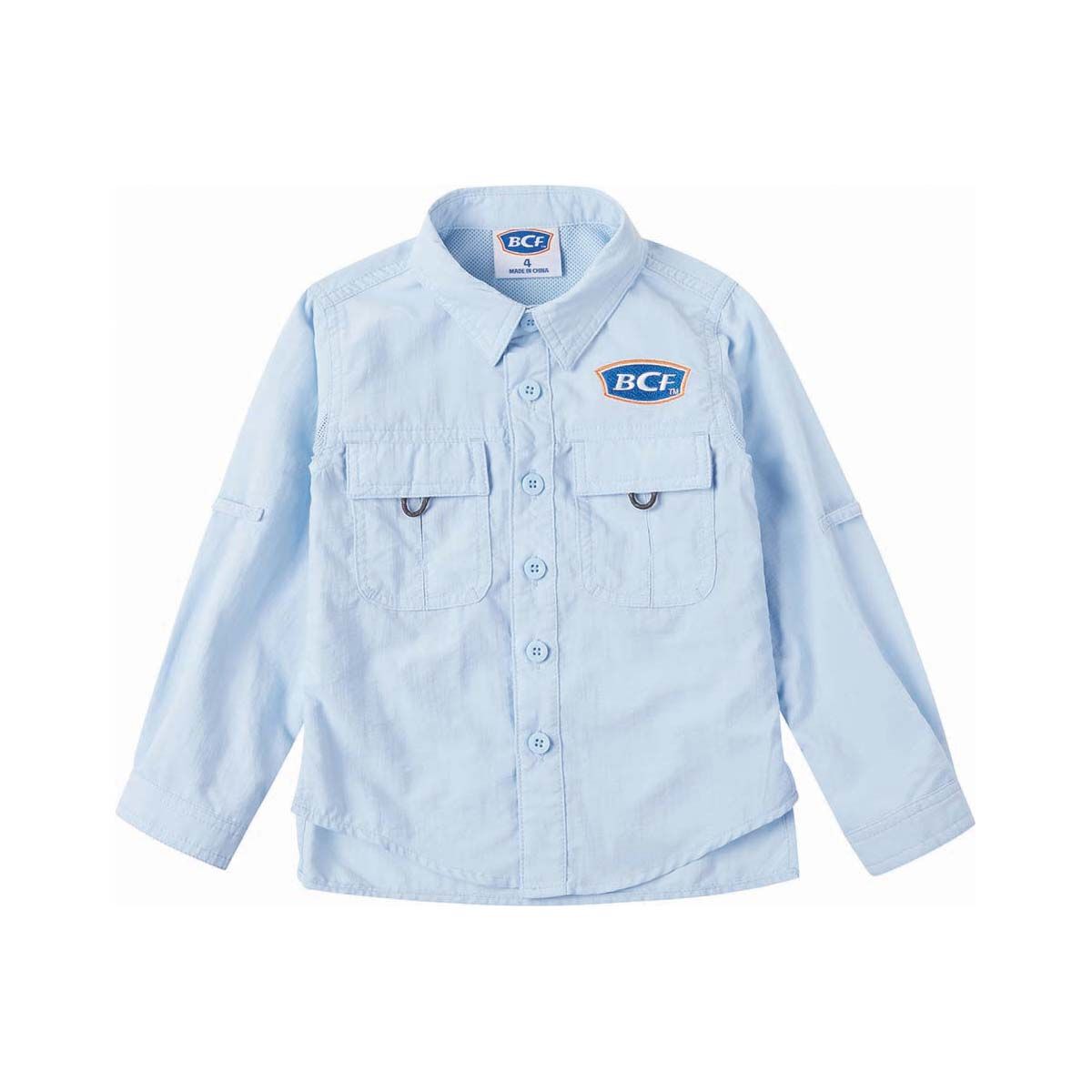BCF Kids&rsquo; Long Sleeve Fishing Shirt, Blue, bcf_hi-res