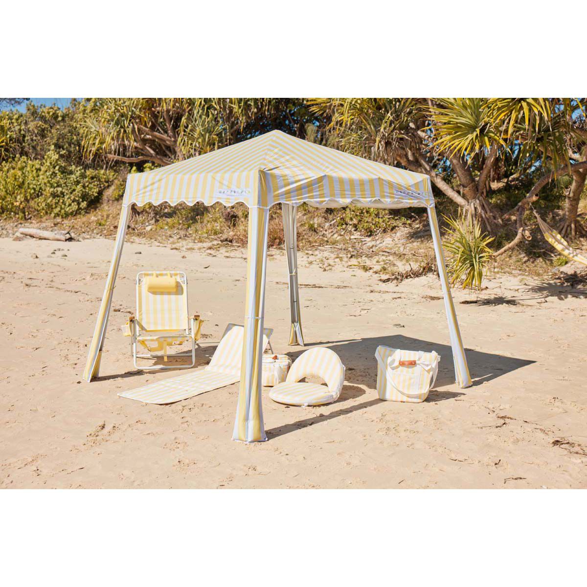 Wanderer Noosa Premium Beach Chair Yellow Stripe 150kg, , bcf_hi-res
